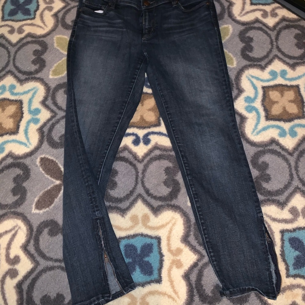 Dark Blue Loft Jeans with Zippers on the ankles
